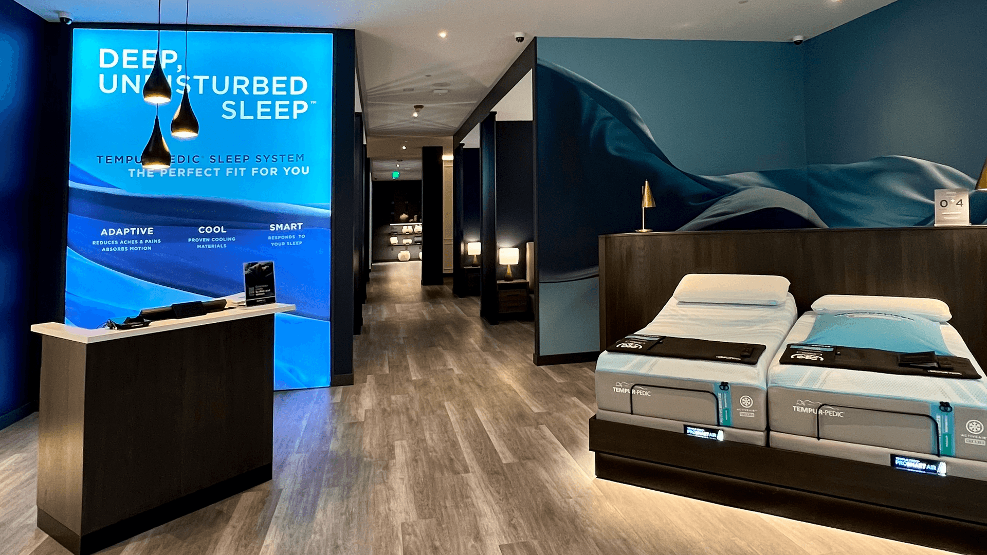 The front desk of a Tempur-Pedic Flagship Store