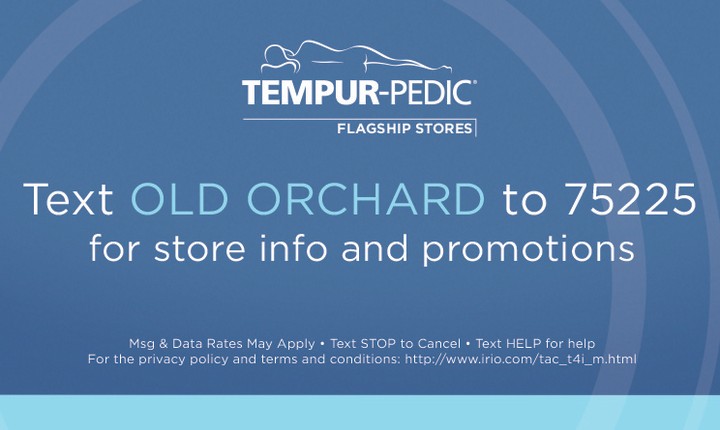 Text OLD ORCHARD to 75225 for store info and promotions