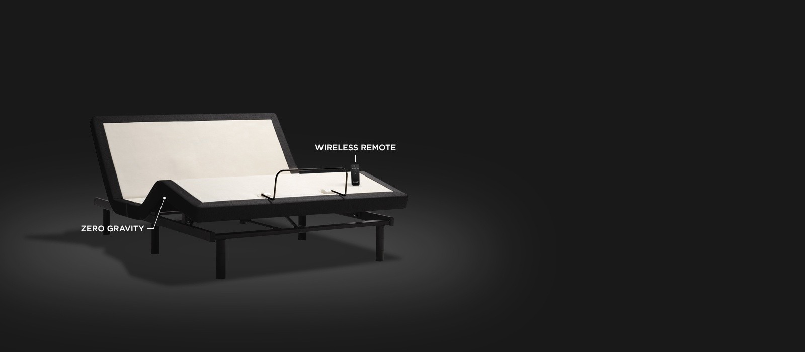A diagram showing the features of a TEMPUR-Ease adjustable power base including remote and Zero Gravity