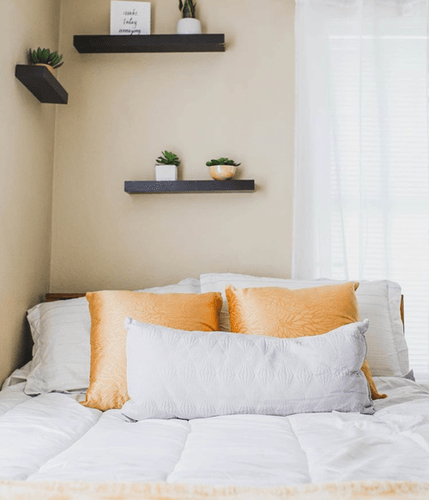 close up picture of styled bedroom